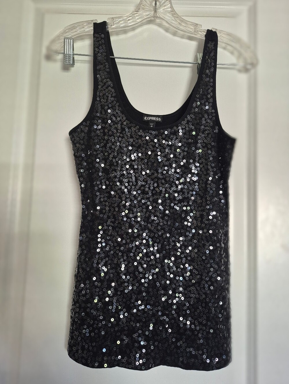 Express Black Sequin Mini Tank Top